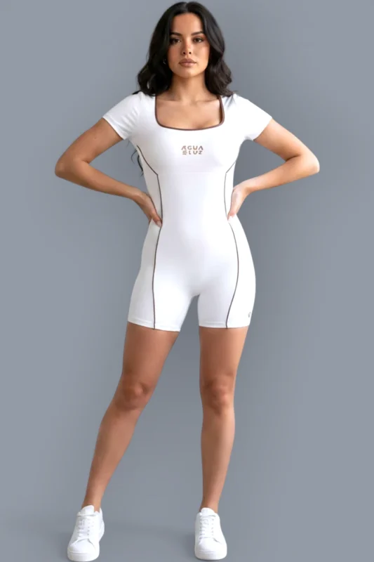 Combinaison sans couture blanc cassé